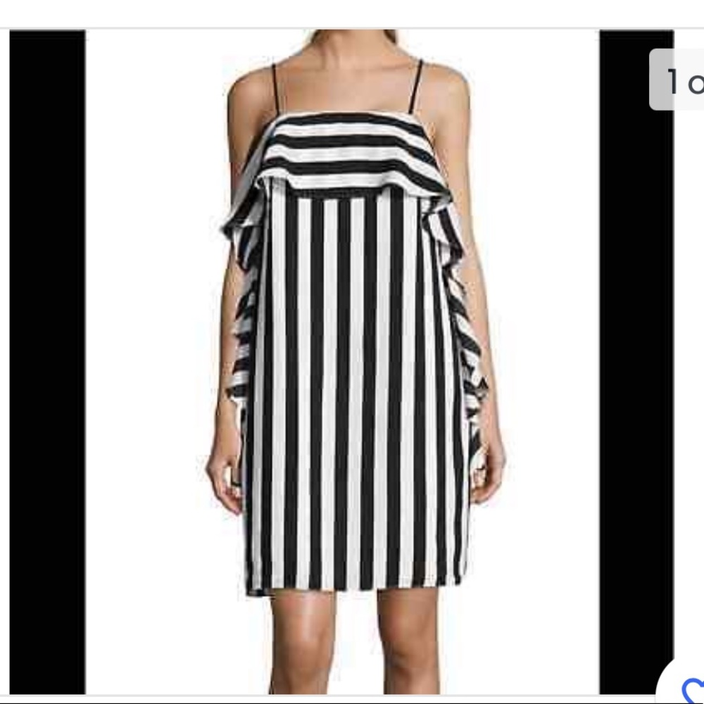 Nicole Miller New York Stripe Ruffle Dress Size 8
